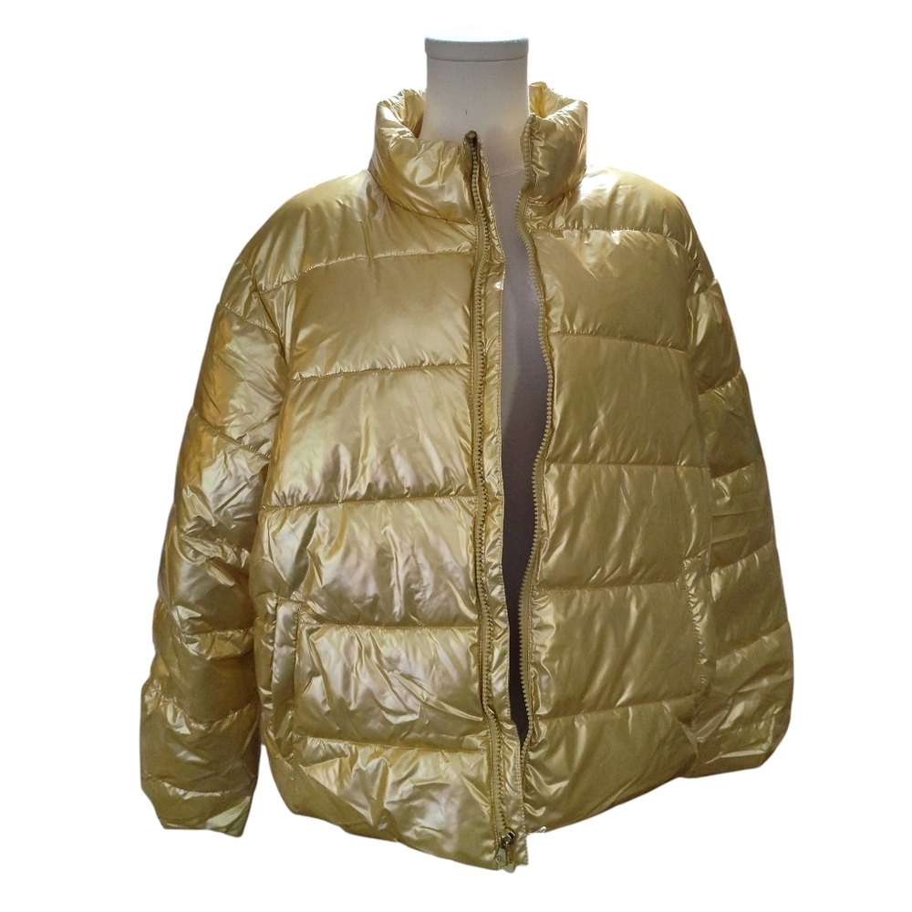 Time and Tru Womens Gold Puffer Jacket Size XL (16-18) - Picture 3 of 6
